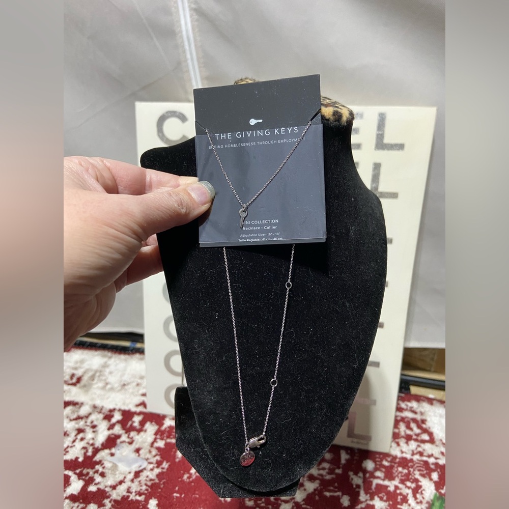 NWT The Giving Keys Mini Collection Key Pendant Necklace Silver Tone